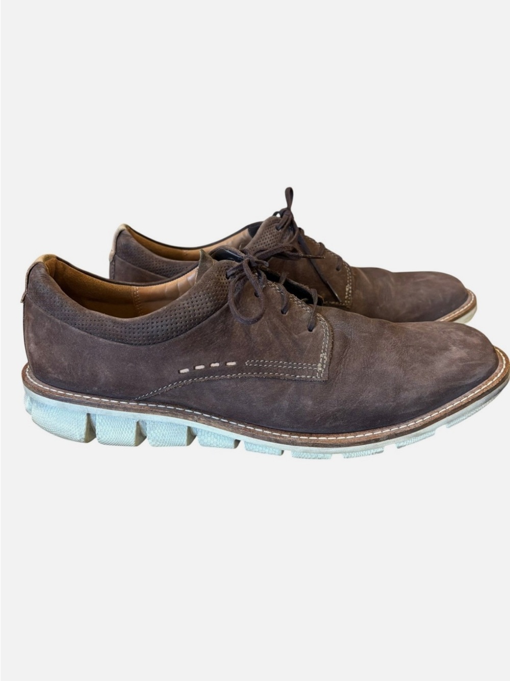 Ecco Men's Jeremy Brown Leather Oxford Lace Up Nubuck US Size 11 EU 45 Coffee